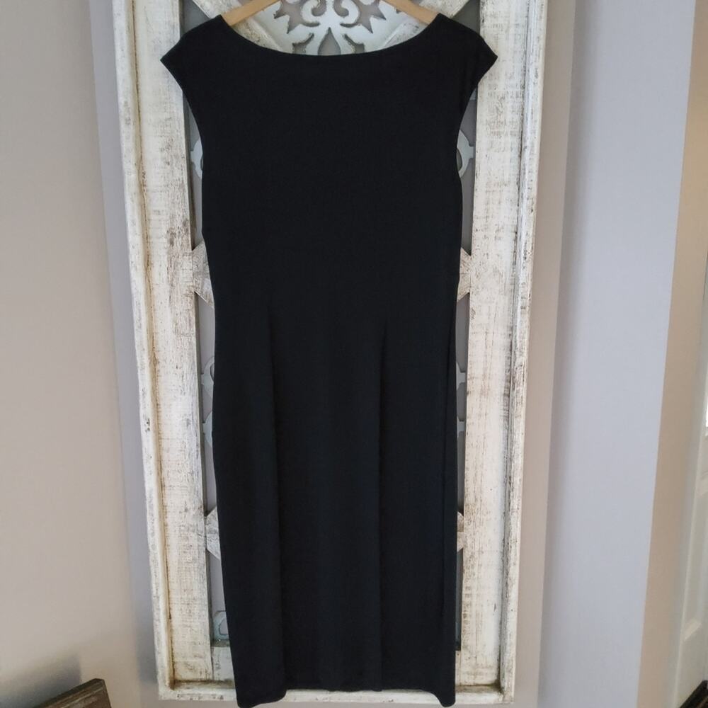 connected apparel Black Midi Sheath Dress with Twist Detail - Picture 6 of 6